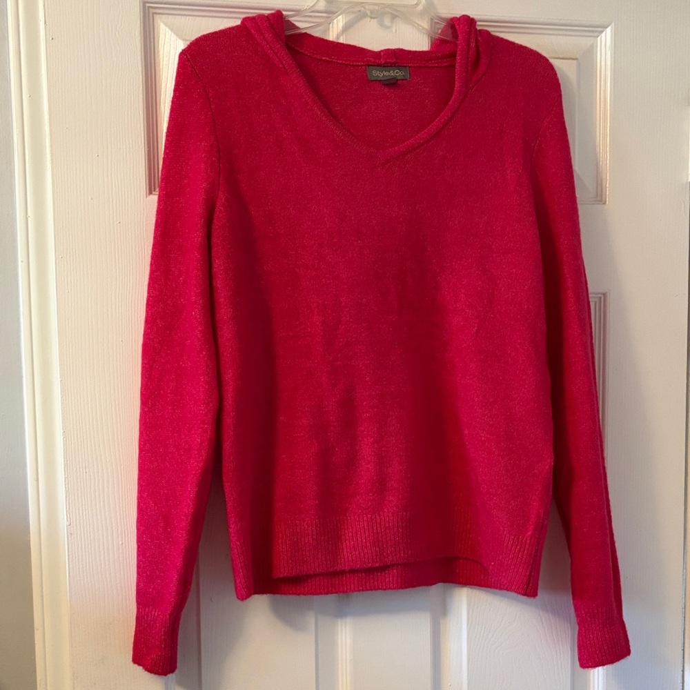 Style & Co. V-Neck Sweater in Bold Majenta